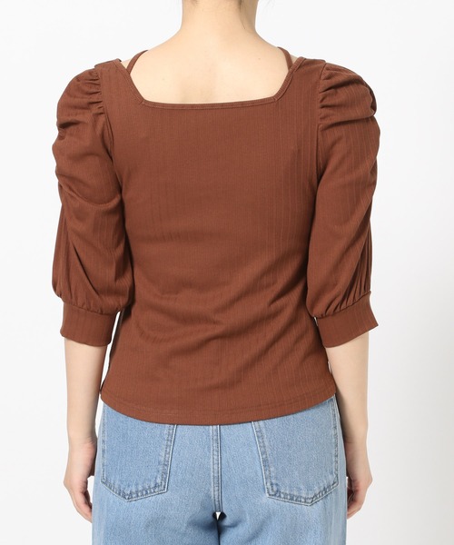 mysty woman（ミスティウーマン）の「前後2WAYテレコパワショルプルオーバー 577439（Tシャツ/カットソー・レディース・ブラウン/ブラック/オフホワイト・FREE）」の20枚目の写真