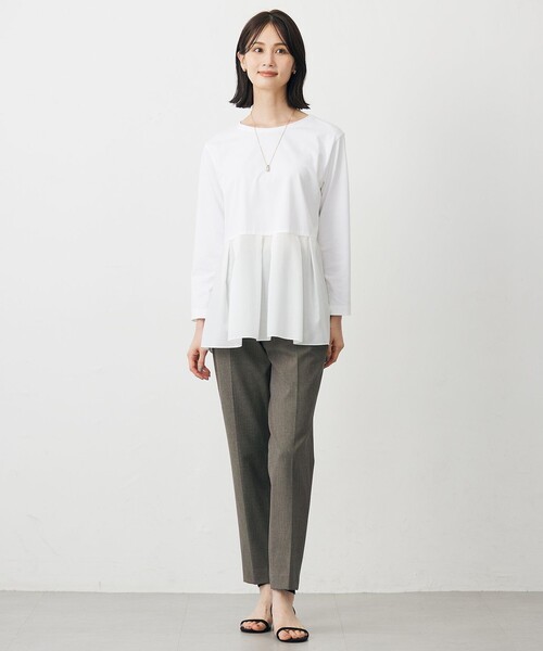 J.PRESS(ジェイプレス)の「【WEB限定カラーあり】レイヤードジャージー フレア カットソー(Tシャツ/カットソー・レディース・ブラック系/ホワイト系・MEDIUM/LARGE)」の11枚目の写真