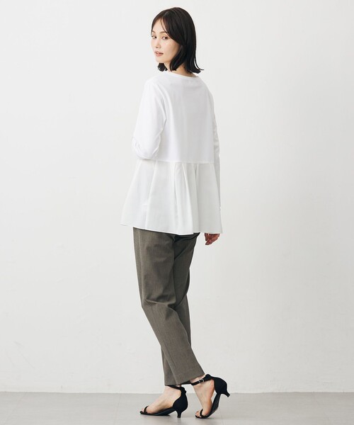 J.PRESS(ジェイプレス)の「【WEB限定カラーあり】レイヤードジャージー フレア カットソー(Tシャツ/カットソー・レディース・ブラック系/ホワイト系・MEDIUM/LARGE)」の12枚目の写真