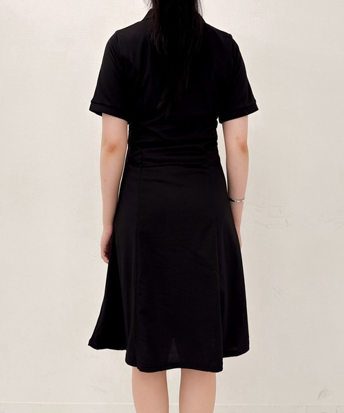 Mejoul（メジュール）の「半袖ロングポロフレアワンピース（シャツワンピース・レディース・ブラック・M）」の10枚目の写真