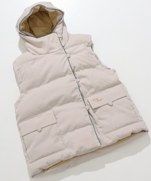 KRIFF MAYER Lady's Collection(クリフメイヤーレディースコレクション)の「【配色・暖かい】中綿フードベスト(ベスト・レディース・イエロー/グリーン/ブラック/アイボリー・LARGE/MEDIUM)」の2枚目の写真