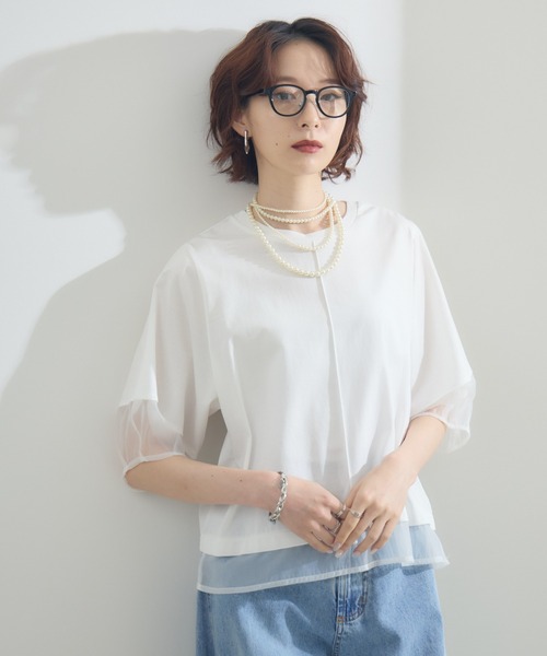 Paradise Picnic(パラダイスピクニック)の「シアーランタンスリーブプルオーバー(Tシャツ/カットソー・レディース・ホワイト/ブラック/チャコールグレー・FREE)」の2枚目の写真