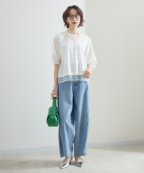 Paradise Picnic(パラダイスピクニック)の「シアーランタンスリーブプルオーバー(Tシャツ/カットソー・レディース・ホワイト/ブラック/チャコールグレー・FREE)」の4枚目の写真