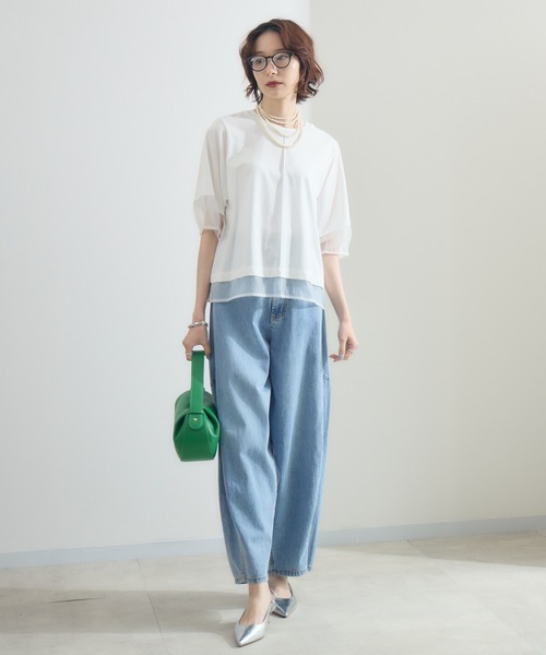Paradise Picnic(パラダイスピクニック)の「シアーランタンスリーブプルオーバー(Tシャツ/カットソー・レディース・ホワイト/ブラック/チャコールグレー・FREE)」の5枚目の写真