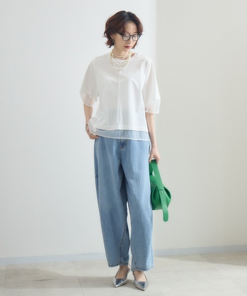 Paradise Picnic(パラダイスピクニック)の「シアーランタンスリーブプルオーバー(Tシャツ/カットソー・レディース・ホワイト/ブラック/チャコールグレー・FREE)」の6枚目の写真