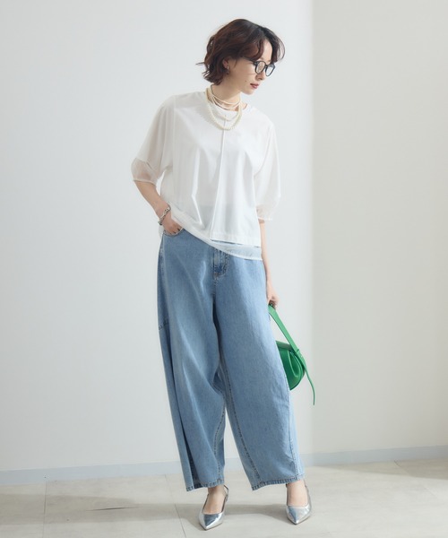 Paradise Picnic(パラダイスピクニック)の「シアーランタンスリーブプルオーバー(Tシャツ/カットソー・レディース・ホワイト/ブラック/チャコールグレー・FREE)」の7枚目の写真