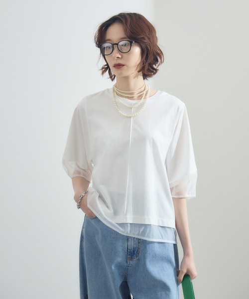 Paradise Picnic(パラダイスピクニック)の「シアーランタンスリーブプルオーバー(Tシャツ/カットソー・レディース・ホワイト/ブラック/チャコールグレー・FREE)」の8枚目の写真