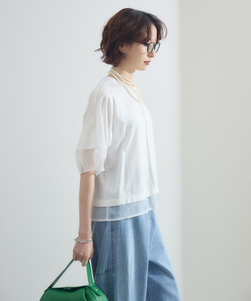 Paradise Picnic(パラダイスピクニック)の「シアーランタンスリーブプルオーバー(Tシャツ/カットソー・レディース・ホワイト/ブラック/チャコールグレー・FREE)」の10枚目の写真