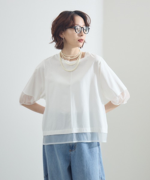 Paradise Picnic(パラダイスピクニック)の「シアーランタンスリーブプルオーバー(Tシャツ/カットソー・レディース・ホワイト/ブラック/チャコールグレー・FREE)」の11枚目の写真
