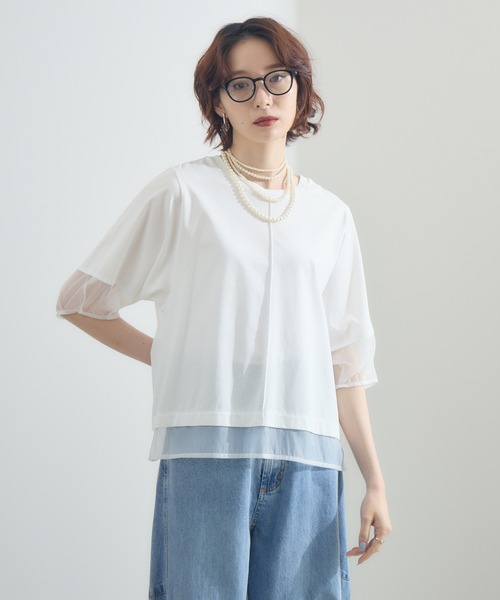 Paradise Picnic(パラダイスピクニック)の「シアーランタンスリーブプルオーバー(Tシャツ/カットソー・レディース・ホワイト/ブラック/チャコールグレー・FREE)」の12枚目の写真