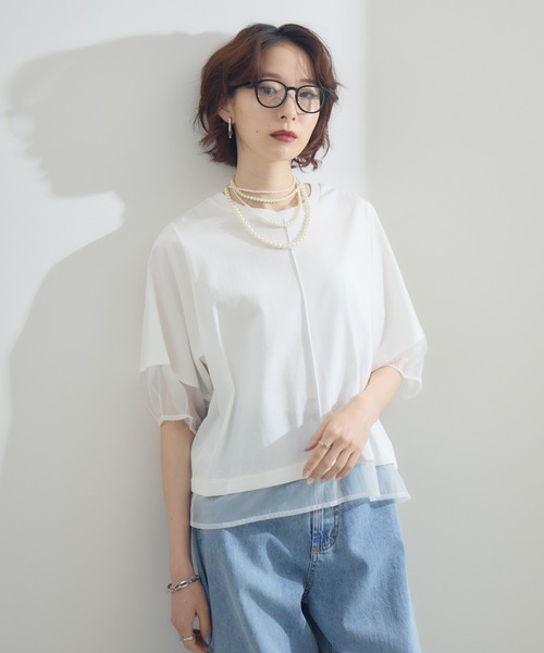 Paradise Picnic(パラダイスピクニック)の「シアーランタンスリーブプルオーバー(Tシャツ/カットソー・レディース・ホワイト/ブラック/チャコールグレー・FREE)」の13枚目の写真