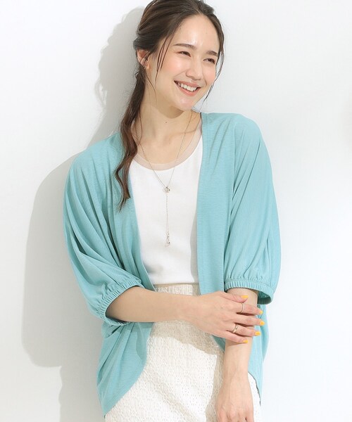 SHOO・LA・RUE（シューラルー）の「【UV/さらさらタッチ】女性らしさ漂う 5分袖ボレロカーディガン（カーディガン/ボレロ・レディース・ピンク系/ブラック/ベージュ/ライトブルー/ライトグレー・00）」の5枚目の写真