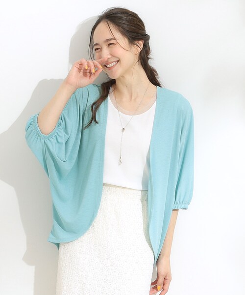 SHOO・LA・RUE（シューラルー）の「【UV/さらさらタッチ】女性らしさ漂う 5分袖ボレロカーディガン（カーディガン/ボレロ・レディース・ピンク系/ブラック/ベージュ/ライトブルー/ライトグレー・00）」の12枚目の写真