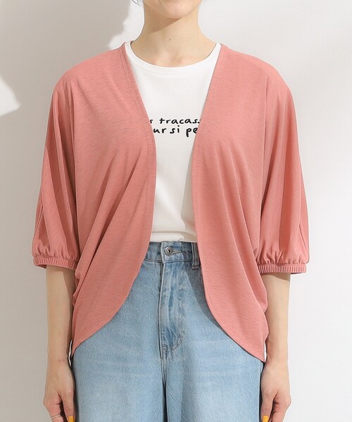 SHOO・LA・RUE（シューラルー）の「【UV/さらさらタッチ】女性らしさ漂う 5分袖ボレロカーディガン（カーディガン/ボレロ・レディース・ピンク系/ブラック/ベージュ/ライトブルー/ライトグレー・00）」の6枚目の写真