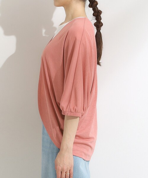 SHOO・LA・RUE（シューラルー）の「【UV/さらさらタッチ】女性らしさ漂う 5分袖ボレロカーディガン（カーディガン/ボレロ・レディース・ピンク系/ブラック/ベージュ/ライトブルー/ライトグレー・00）」の7枚目の写真