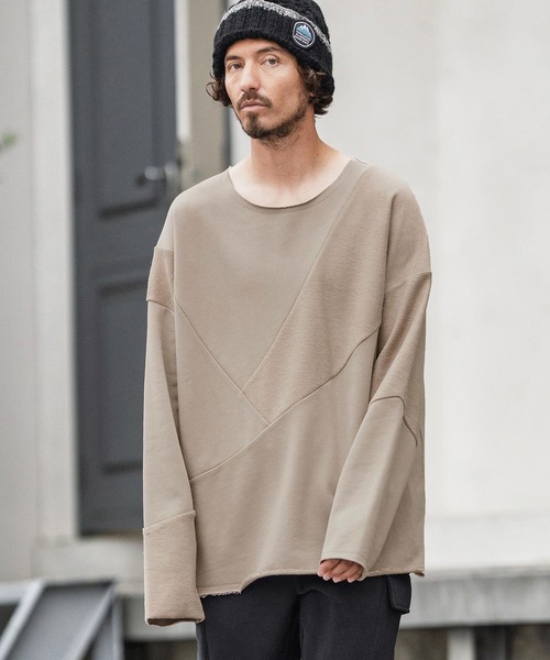 CAMBIO(カンビオ)の「msw1706-Random Patchwork Crew Neck Sweat Pullover スウェット(スウェット・メンズ・グレイッシュベージュ/アイボリー/ブラック/チャコール・S/M/L)」の4枚目の写真