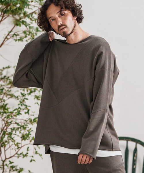 CAMBIO(カンビオ)の「msw1706-Random Patchwork Crew Neck Sweat Pullover スウェット(スウェット・メンズ・グレイッシュベージュ/アイボリー/ブラック/チャコール・S/M/L)」の1枚目の写真