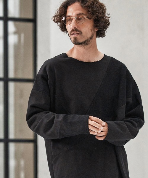 CAMBIO(カンビオ)の「msw1706-Random Patchwork Crew Neck Sweat Pullover スウェット(スウェット・メンズ・グレイッシュベージュ/アイボリー/ブラック/チャコール・S/M/L)」の3枚目の写真
