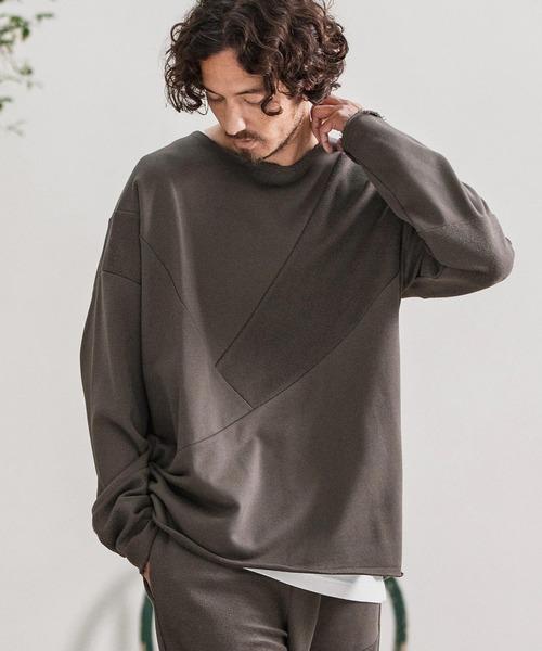 CAMBIO(カンビオ)の「msw1706-Random Patchwork Crew Neck Sweat Pullover スウェット(スウェット・メンズ・グレイッシュベージュ/アイボリー/ブラック/チャコール・S/M/L)」の5枚目の写真