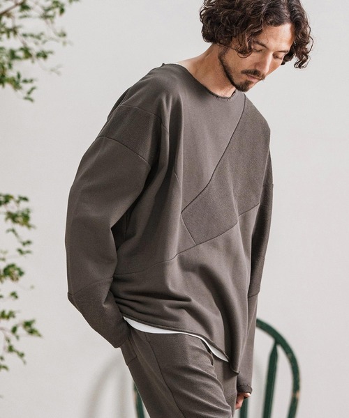 CAMBIO(カンビオ)の「msw1706-Random Patchwork Crew Neck Sweat Pullover スウェット(スウェット・メンズ・グレイッシュベージュ/アイボリー/ブラック/チャコール・S/M/L)」の6枚目の写真