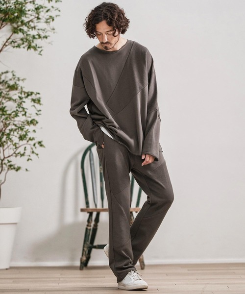 CAMBIO(カンビオ)の「msw1706-Random Patchwork Crew Neck Sweat Pullover スウェット(スウェット・メンズ・グレイッシュベージュ/アイボリー/ブラック/チャコール・S/M/L)」の7枚目の写真