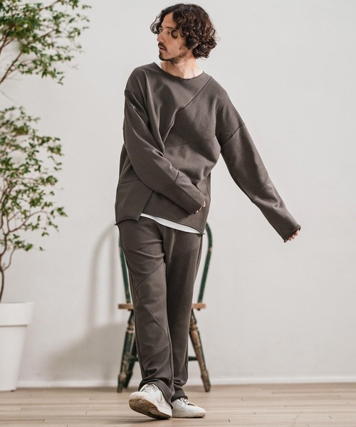 CAMBIO(カンビオ)の「msw1706-Random Patchwork Crew Neck Sweat Pullover スウェット(スウェット・メンズ・グレイッシュベージュ/アイボリー/ブラック/チャコール・S/M/L)」の8枚目の写真