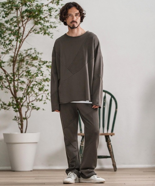 CAMBIO(カンビオ)の「msw1706-Random Patchwork Crew Neck Sweat Pullover スウェット(スウェット・メンズ・グレイッシュベージュ/アイボリー/ブラック/チャコール・S/M/L)」の9枚目の写真