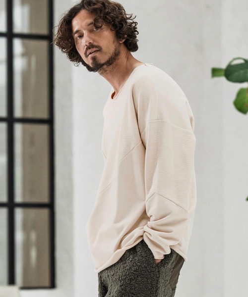 CAMBIO(カンビオ)の「msw1706-Random Patchwork Crew Neck Sweat Pullover スウェット(スウェット・メンズ・グレイッシュベージュ/アイボリー/ブラック/チャコール・S/M/L)」の10枚目の写真