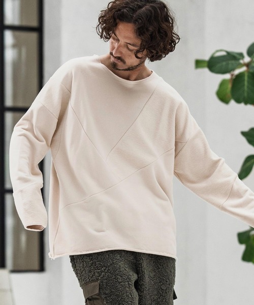 CAMBIO(カンビオ)の「msw1706-Random Patchwork Crew Neck Sweat Pullover スウェット(スウェット・メンズ・グレイッシュベージュ/アイボリー/ブラック/チャコール・S/M/L)」の11枚目の写真