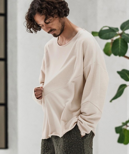 CAMBIO(カンビオ)の「msw1706-Random Patchwork Crew Neck Sweat Pullover スウェット(スウェット・メンズ・グレイッシュベージュ/アイボリー/ブラック/チャコール・S/M/L)」の12枚目の写真