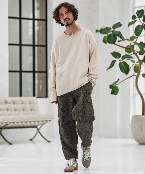 CAMBIO(カンビオ)の「msw1706-Random Patchwork Crew Neck Sweat Pullover スウェット(スウェット・メンズ・グレイッシュベージュ/アイボリー/ブラック/チャコール・S/M/L)」の14枚目の写真