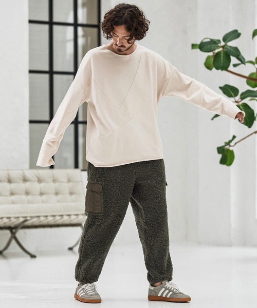 CAMBIO(カンビオ)の「msw1706-Random Patchwork Crew Neck Sweat Pullover スウェット(スウェット・メンズ・グレイッシュベージュ/アイボリー/ブラック/チャコール・S/M/L)」の15枚目の写真