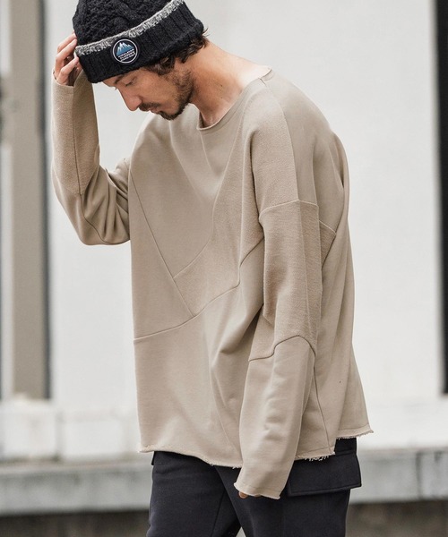 CAMBIO(カンビオ)の「msw1706-Random Patchwork Crew Neck Sweat Pullover スウェット(スウェット・メンズ・グレイッシュベージュ/アイボリー/ブラック/チャコール・S/M/L)」の18枚目の写真