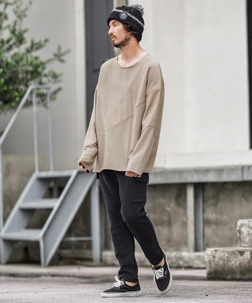 CAMBIO(カンビオ)の「msw1706-Random Patchwork Crew Neck Sweat Pullover スウェット(スウェット・メンズ・グレイッシュベージュ/アイボリー/ブラック/チャコール・S/M/L)」の19枚目の写真