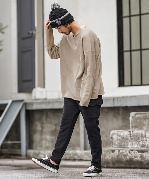 CAMBIO(カンビオ)の「msw1706-Random Patchwork Crew Neck Sweat Pullover スウェット(スウェット・メンズ・グレイッシュベージュ/アイボリー/ブラック/チャコール・S/M/L)」の20枚目の写真