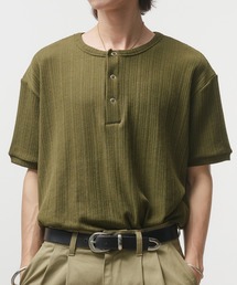 Adoon plain | Snap Button Henry Neck T-Shirt / スナップボタンヘンリーネックTシャツ(Tシャツ/カットソー)