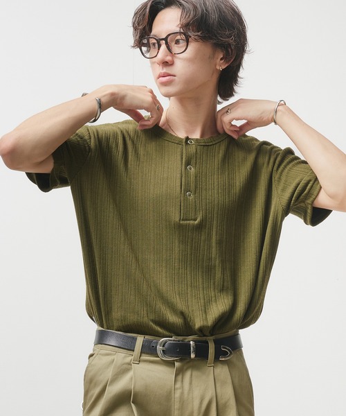 Snap Button Henry Neck T-Shirt / スナップボタンヘンリー