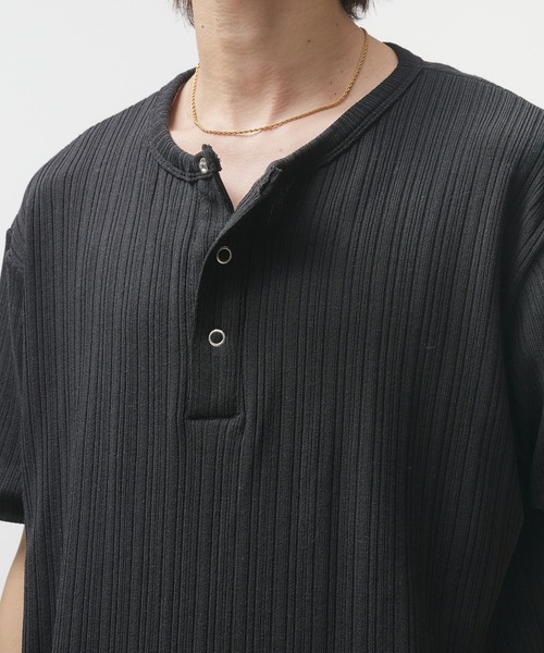 Snap Button Henry Neck T-Shirt / スナップボタンヘンリー