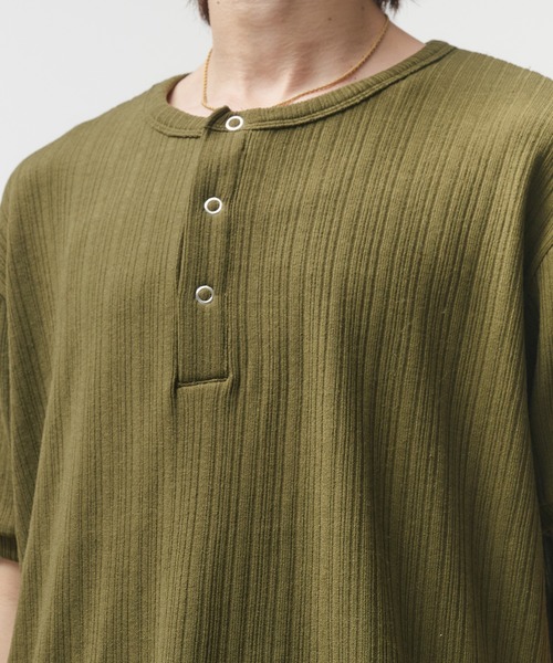 Snap Button Henry Neck T-Shirt / スナップボタンヘンリー