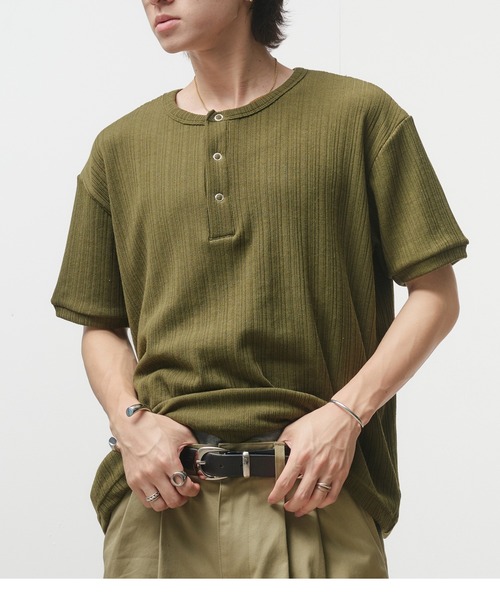 セール】Snap Button Henry Neck T-Shirt / スナップボタンヘンリー