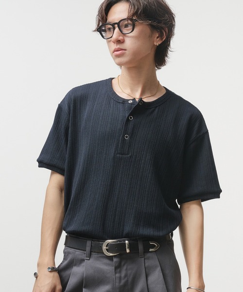 Snap Button Henry Neck T-Shirt / スナップボタンヘンリー