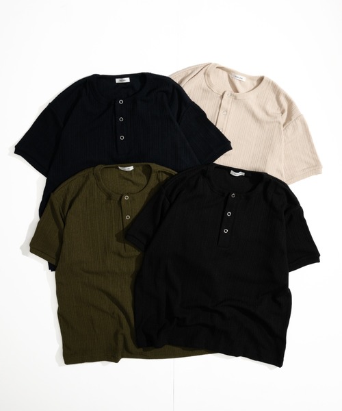 Snap Button Henry Neck T-Shirt / スナップボタンヘンリー