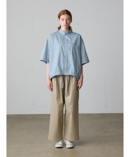 ブラウス シャツ MidiUmi シャンブレーワークシャツ レディース Midiumi ミディウミ シャンブレーワークシャツ 半袖 2-739764