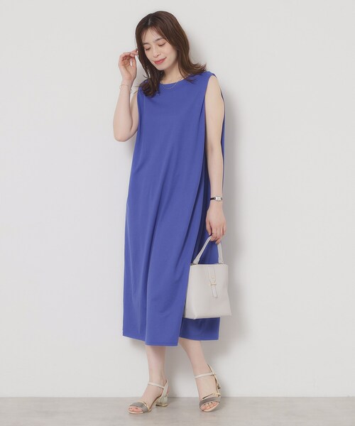 ITS'DEMO（イッツデモ）の「【接触冷感／洗濯機OK】カノコカットタックワンピース（ワンピース・レディース・グリーン/ブルー系その他/ブラック/レッド系/ライトブルー・00）」の12枚目の写真