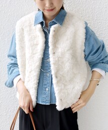 ランダム ファー ショート ジレ
