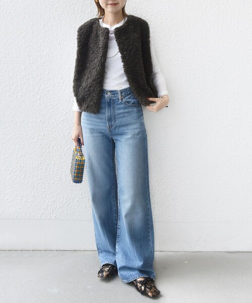 SHIPS WEB限定 グラデーション ファー ジップ ベスト シップス