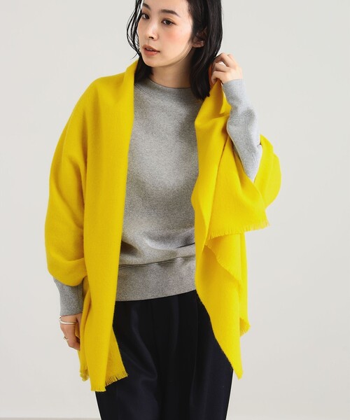 Demi-Luxe BEAMS（デミルクス ビームス）の「【1/15再値下げ】AK+1 / ウール フリンジ ストール（ストール/ショール・レディース・ネイビー/イエロー・ONE SIZE）」の5枚目の写真