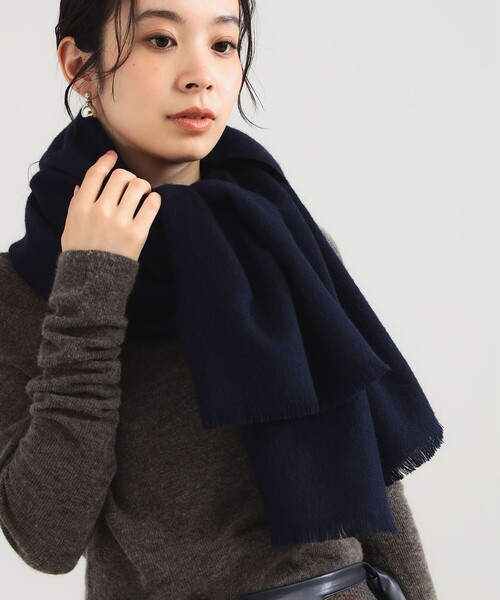 Demi-Luxe BEAMS（デミルクス ビームス）の「【1/15再値下げ】AK+1 / ウール フリンジ ストール（ストール/ショール・レディース・ネイビー/イエロー・ONE SIZE）」の9枚目の写真