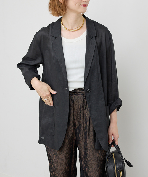 Spick & Span（スピックアンドスパン）の「《追加》ラミーミックスシアージャケット（テーラードジャケット・レディース・ブラック/カーキ・36/38）」の5枚目の写真