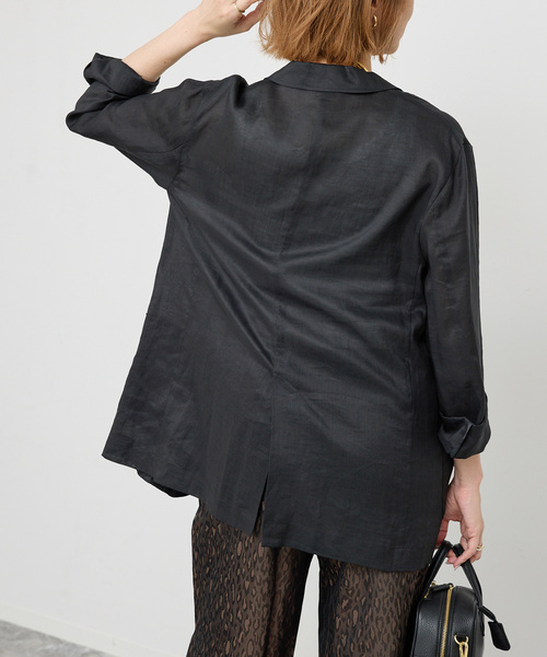 Spick & Span（スピックアンドスパン）の「《追加》ラミーミックスシアージャケット（テーラードジャケット・レディース・ブラック/カーキ・36/38）」の6枚目の写真